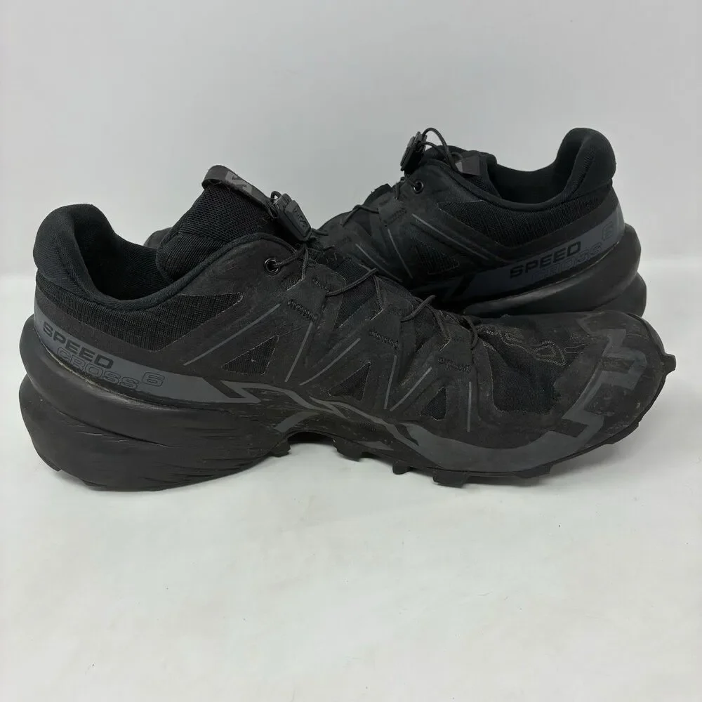 Salomon Speedcross 6 Black Phantom Mens Size 9.5 Trail Running Shoes Sneakers